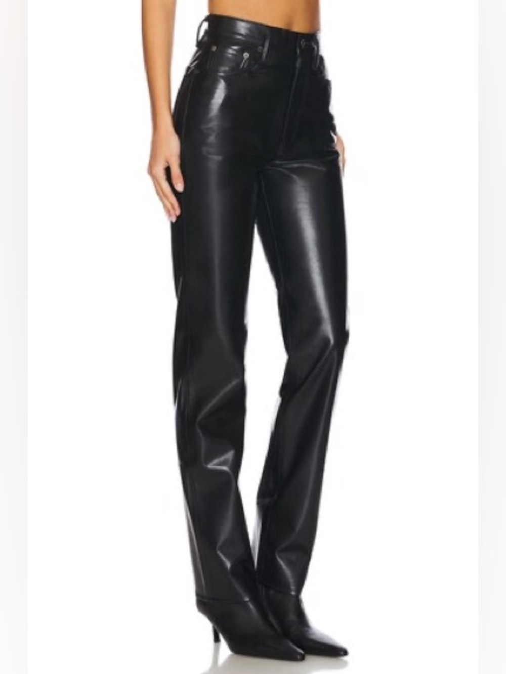 Agolde 90’s Pinch Waist Recylced Leather Blend High Rise Lined Black Detox Pants